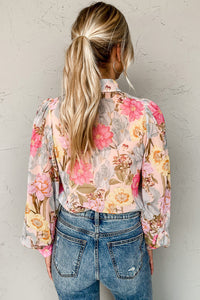 Floral Print Tassel Tie Short Sleeve Blouse