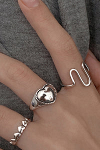 3 pieces Peach Heart Ring Open Joint Ring Set