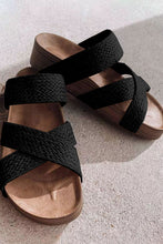 Beige Linen Woven Cross Criss sandals