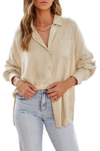 Solid Buttoned Chest Pocket High Low Loose Shirt