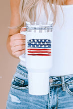 American Flag Print Stainless Steel Portable Cup with Straw