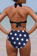 Stars and Stripes Patchwork Flag Pattern Bikini Swimsuit