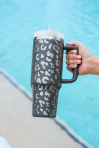 Leopard Print 40oz Stainless Steel Portable Cup with Handle