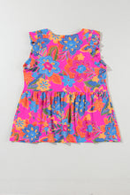 Boho Pattern Print Flounce V Neck Tank Top