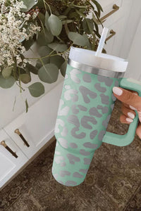 Leopard Print 40oz Stainless Steel Portable Cup with Handle