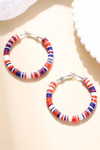 Patriotic Multicolored Bead Hoop Earrings