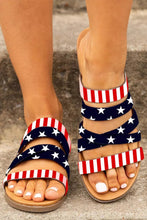 Multicolor American Flag Crisscross Strappy Flip Flops