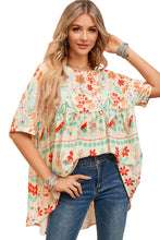 Floral Print Rolled Sleeve Babydoll Top