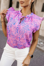 Lace up Ruffle Leopard Print Top