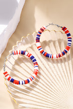 Patriotic Multicolored Bead Hoop Earrings