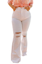 Ripped Knees High Waist Plus Size Flare Jeans