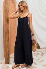 Frilled Neckline Backless Wide Leg Jumpsuit