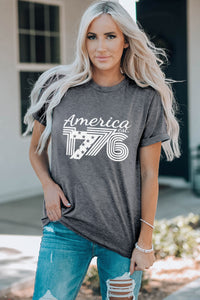 America 1776 Print Short Sleeve Graphic T Shirt