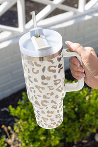 Leopard Print 40oz Stainless Steel Portable Cup with Handle