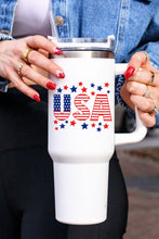 American Flag Print Stainless Steel Portable Cup with Straw