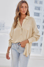 Solid Buttoned Chest Pocket High Low Loose Shirt