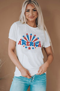 AMERICA Stars Graphic Print Short Sleeve T Shirt