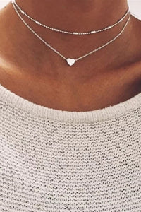 Valentine Heart Shaped Layered Chain Necklace