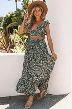 Multicolor Floral Ruffled Crop Top and Maxi Skirt Set