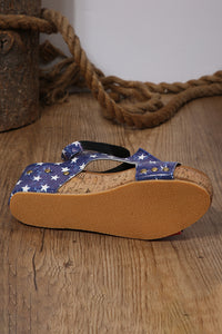 Leather Stitching Studded Wedge Sandals