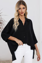 Black 3/4 Puff Sleeve Oversize Shirt