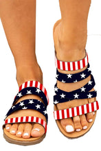 Multicolor American Flag Crisscross Strappy Flip Flops