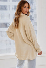 Solid Buttoned Chest Pocket High Low Loose Shirt