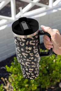 Leopard Print 40oz Stainless Steel Portable Cup with Handle