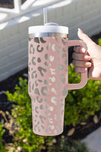 Leopard Print 40oz Stainless Steel Portable Cup with Handle