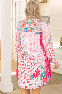 Floral Long Sleeve Plus Size Shift Dress