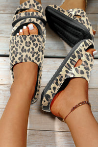 Leopard Print Thick Sole Slip On Slippers