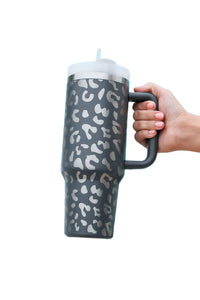 Leopard Print 40oz Stainless Steel Portable Cup with Handle