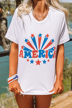 AMERICA Stars Graphic Print Short Sleeve T Shirt