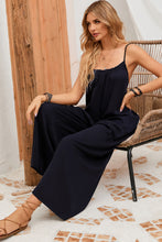 Frilled Neckline Backless Wide Leg Jumpsuit