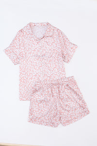 Leopard Satin Shirt and Shorts Pajama Set