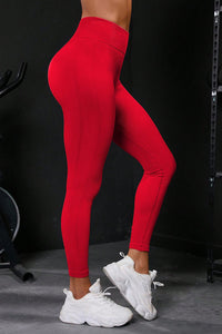 Solid Seamless Ribbed Sports Leggings