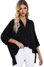 Black 3/4 Puff Sleeve Oversize Shirt