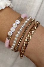 4PCS MAMA Pearls Beaded Chain Bracelets Set