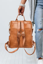 Solid Faux Leather Backpack