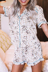 Ruffled Leopard Print Pajama Set