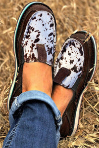 Cow Slip On Round Toe Flat Sneakers