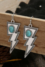 Turquoise Inlaid Lightning Shape Drop Earrings
