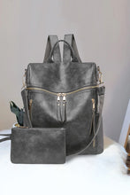 Solid Faux Leather Backpack