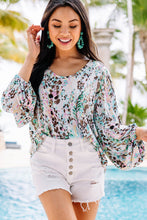 Floral Print Puffy Sleeve Loose Blouse
