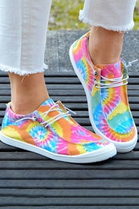 Multicolor Tie Dye Print Drawstring Slip On Canvas Sneakers