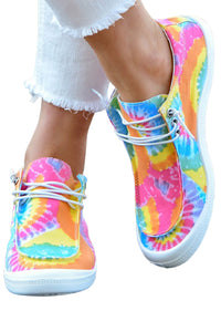 Multicolor Tie Dye Print Drawstring Slip On Canvas Sneakers