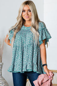 Plus Size Floral Tiered Top with Ruffles