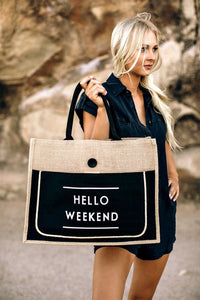 Hello Weekend Beach Handbag