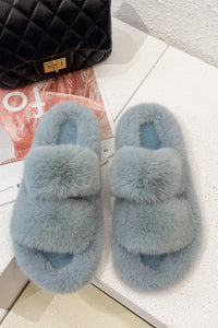 Warm Thick Open Toe Fluffy Slippers