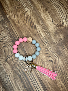 Pink and gray key bracelet 84